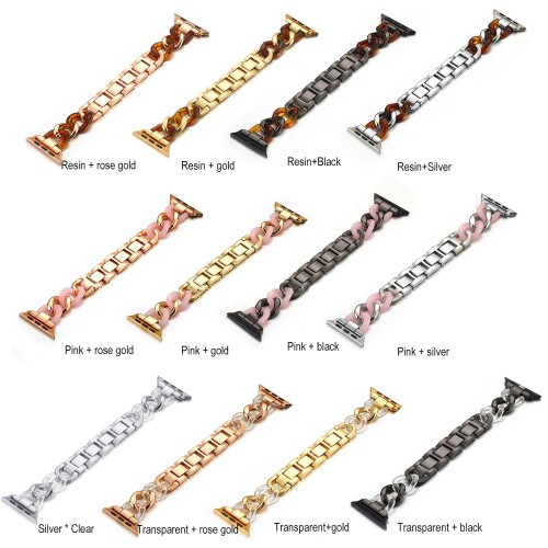 Cowboy Style Stainless Steel Metal Resin Strap For Apple Watch Band 38 40 41 42 44 45 Mm For Iwatch Series 7 6 Se Bracelet（JSB-095）