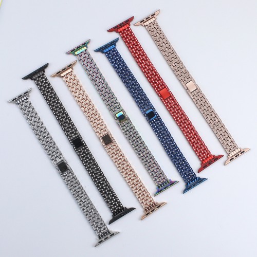 Women Bling Diamond Stainless Steel Metal Bracelet Strap For Apple Watch Band 38 40 41 42 44 45 Mm For Iwatch Se Series 7 6 5（JSB-116）