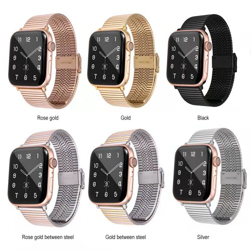 Multi-Bead Bracelet Metal Stainless Steel Strap For Apple Watch Band 38 40 41 42 44 Mm For Iwatch Series Se 7 6 5 Wristband（JSB-086）