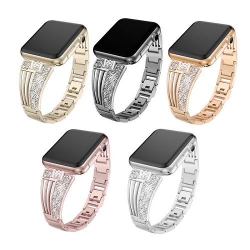 Luxury Diamond Bracelet Metal Stainless Steel Strap For Apple Watch Band 38mm 40mm 42mm 44mm For Iwatch Series Se 7 6 Wristband（JSB-084）