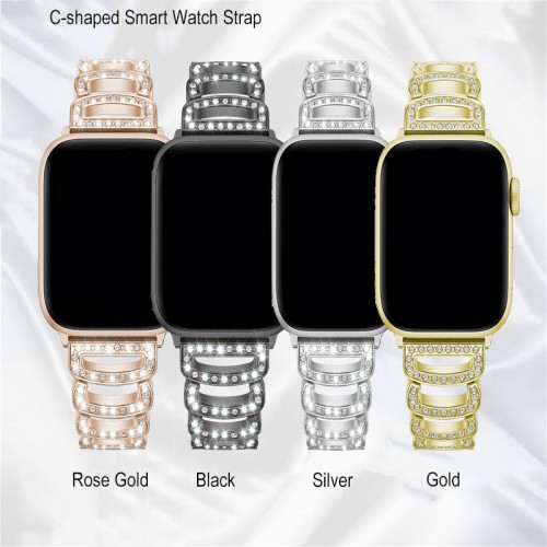 Luxury Bling Metal Stainless Steel Diamond Strap Bracelet For Apple Watch Band 38 40 41 42 44 45 Mm For Iwatch Se Series 7 6 5（JSB-106）